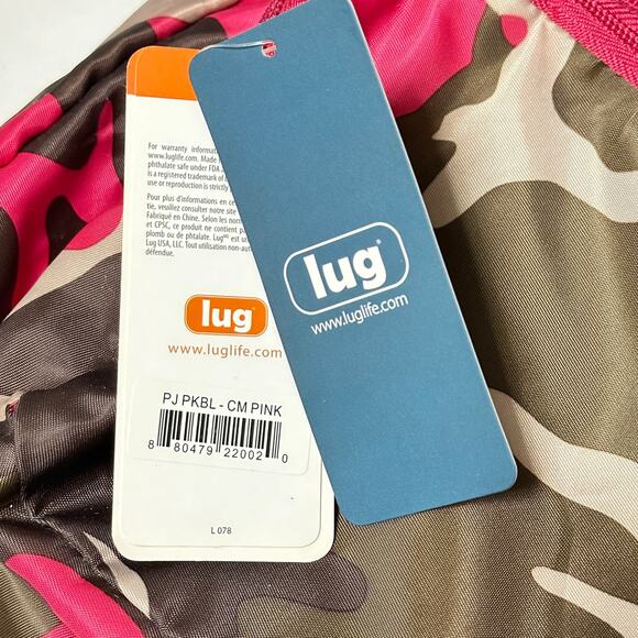 Lug Puddle Jumper Carry All Travel Tote Bag Pink Brown Camo Print 14X15X7 - Picture 8 of 8